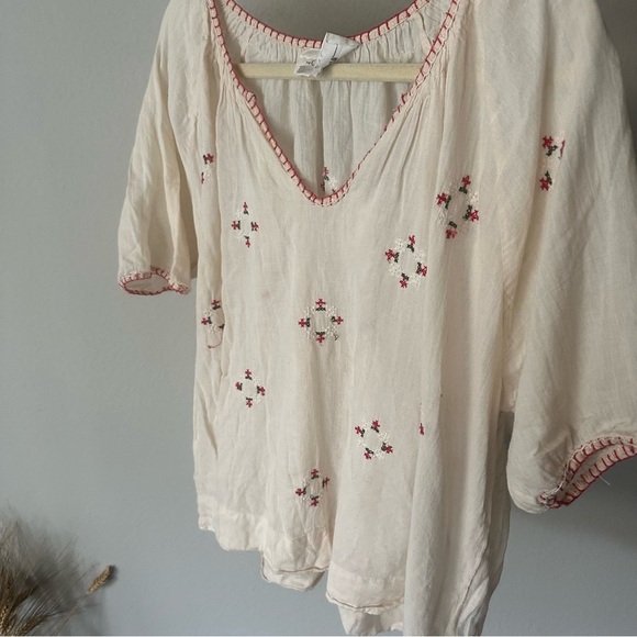 THE GREAT. Ivory Blouse with Scarlet Accents - Picture 10 of 12